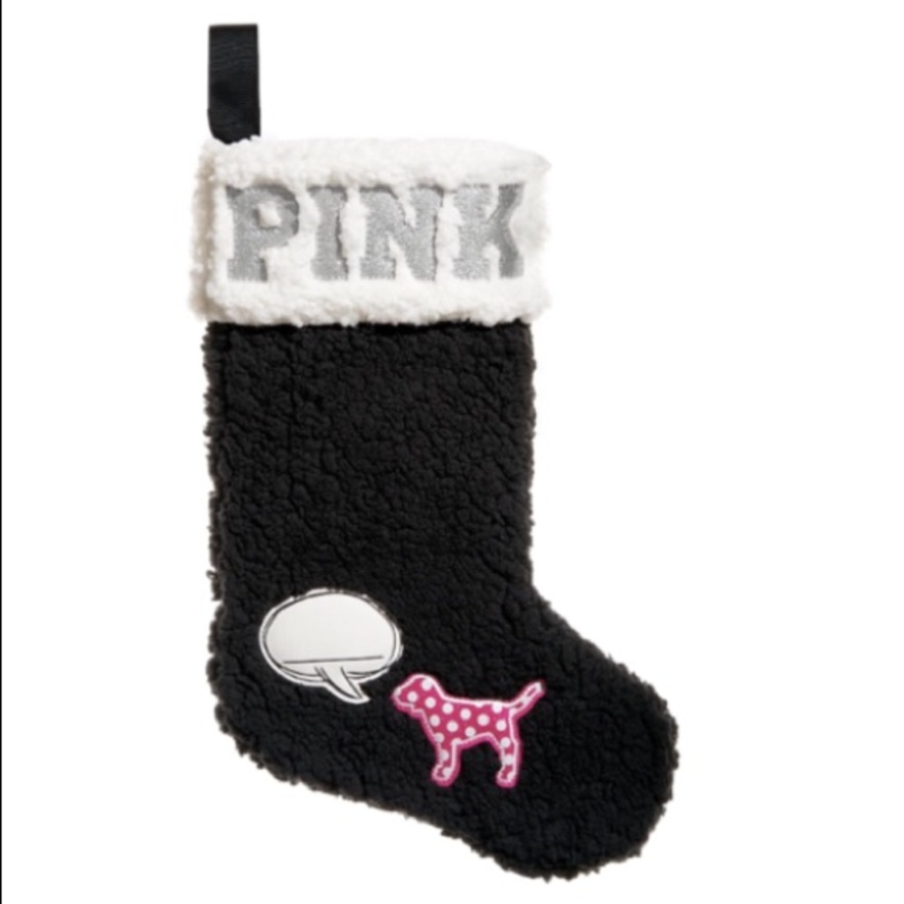 💕VS PINK DOG SHERPA HOLIDAY CHRISTMAS STOCKING - Picture 2 of 4